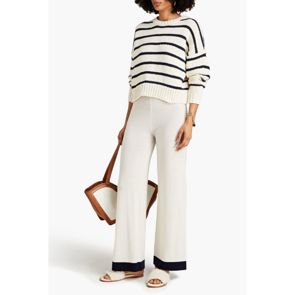 ZIMMERMANN Two-Tone Merino Wool Wide-Leg Pants AU 2 US 8 Luxury Resort